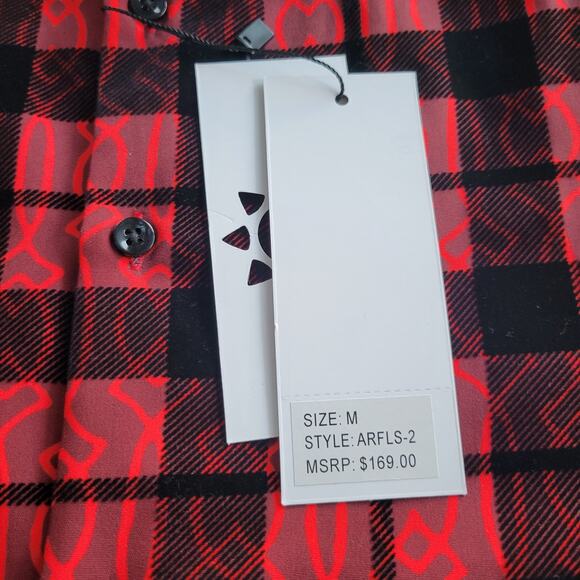 American Breed Red and Black Men's Short Sleeve Button Top Size Medium - Picture 5 of 7